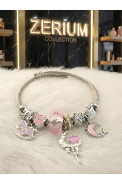 ZERİUM Modern Steel Stylish Women's Charm Steel Bracelet Sleep Dream Series 02