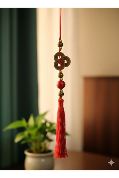 PİRAMİGO Feng Shui Bereket ve Şans Parası Tılsımı - Kırmızı Püsküllü 3'lü Pir...