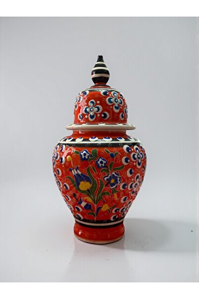 YOOS El Yapımı Çark İşi 25Cm Kütahya Çinisi Şah Küp Çini Vazo