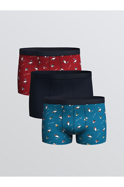 LC Waikiki Rmz Gi̇yi̇m Farkiyla Standardfit Cotton Flexible Men's Boxer 3-Pack