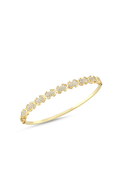 Sembol Gold 14 Ayar Altın Yuvarlak Motifli Taşlı Kelepçe Bilezik