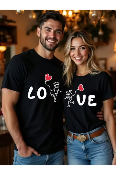 Ciel Lune Lover Combination Love Printed Couple T-Shirt Set Oversize Unisex S...