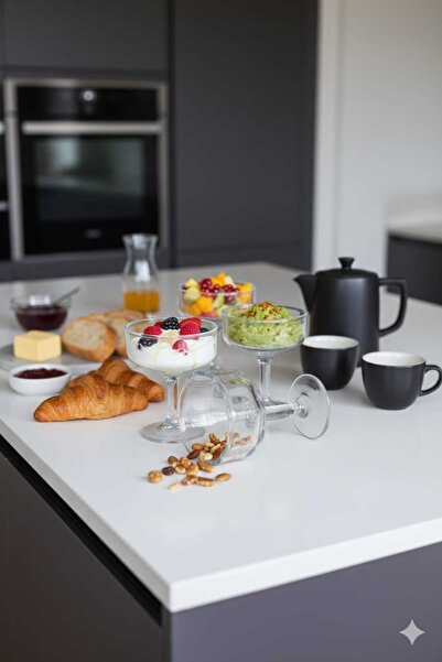 Funny Life 6'lı Cam Ayaklı Mini Sunumluk ve Tatlı Kasesi Seti