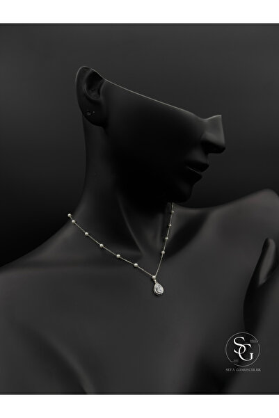 Store İncili Damla Kolye 925 Ayar Model Gümüş