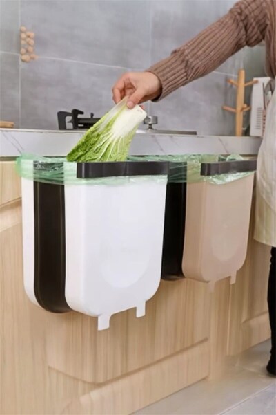 Reoona Pratik Akordiyon Katlanır Açılır Kapanır Dolap Kapağına Asılabilir Çöp...