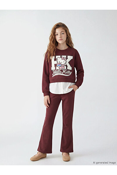 LC Waikiki Sweatshirt și jambiere pentru fete cu imprimeu Hello Kitty, Colecț...