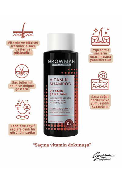 growman Vitamin Shampoo 400 ml – Nourishing & Strengthening Hair Care
