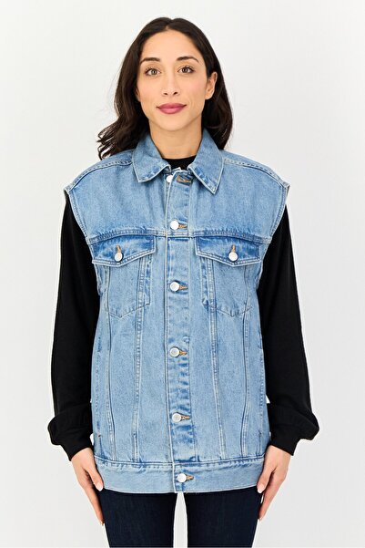 Weekday Women Washed Denim Jacket, Blue