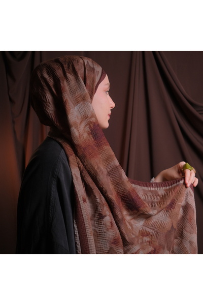 Mehru Scarfs موسلين فروستد بلوم بنمط بني - مانع للانزلاق ألوان - صيفي/شتوي - ...