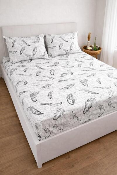 Arma Concept Double Feather Patterned Ranforce Fabric Elastic Fitted Sheet Se...