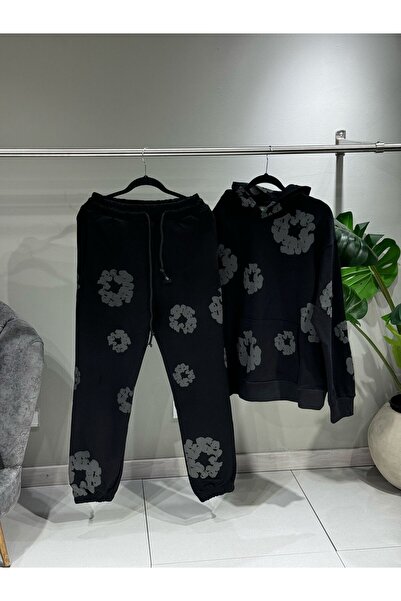 CLASSY.MODA Plus Size Men's 3 Thread K Hooded Zippered Tracksuit Set Relaxed Fit