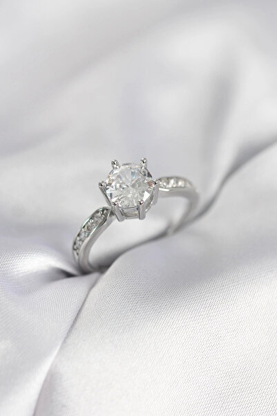 Nacario Mey Import ®   Zircon Stone Single Stone Model Silver Color Women's Ring