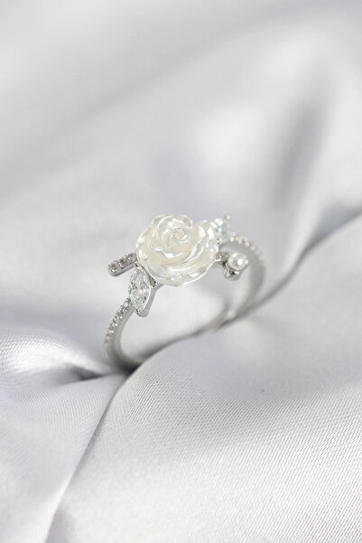 Nacario Mey Import ®   Silver Color Rose Model Zircon Stone Women's Ring