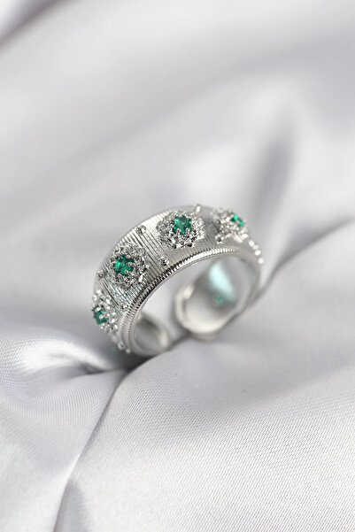 Nacario Mey Import ®   Green Zircon Stone Silver Color Women's Ring