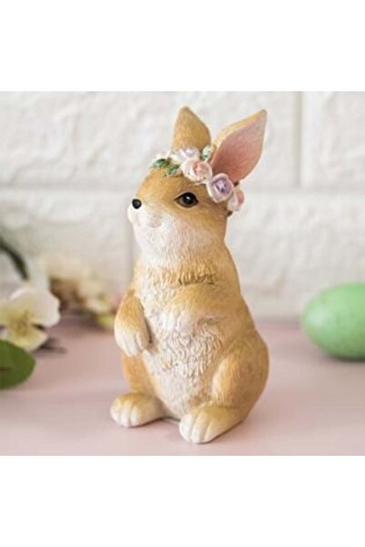 Tessari Easter Decorative Figurine Rabbit with Flower Crown 7 x 8 x 16 cm