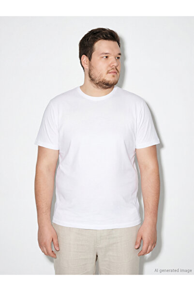 LC Waikiki Rmz Gi̇yi̇m Farkiyla Zero Roba Collar Men's Combed Cotton T-Shirt