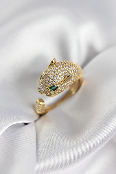 Nacario Mey Import ®   Jaguar Model Gold Color Zircon Stone Women's Ring