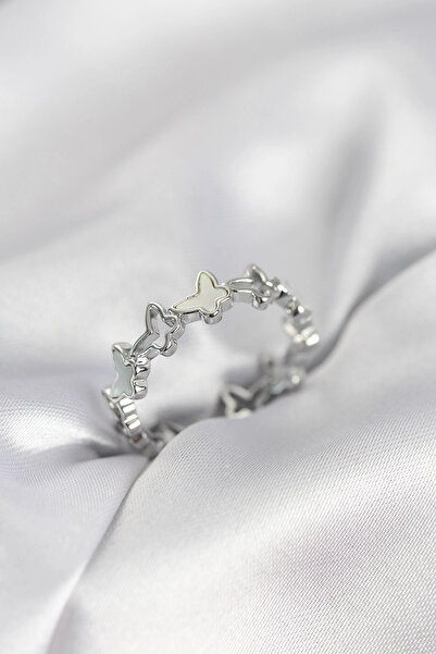 CT STONES Mey imports ®   Silver color butterfly model brass women ring