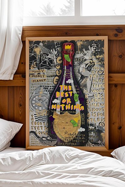 Saturn Tablou înrămat The Best or Nothing, Sticlă Dom Pérignon, Decor pentru ...