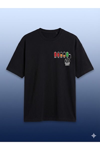 PERISENSE Unisex Game on Printed Premium Combed Cotton Oversize T-Shirt