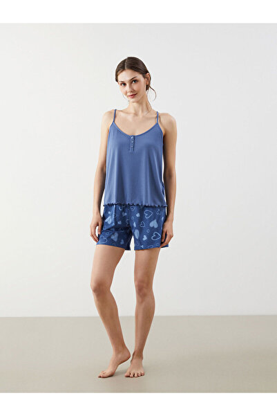 LC Waikiki Vizyon New Season V-Neck Printed Women's Shorts Pajama Set