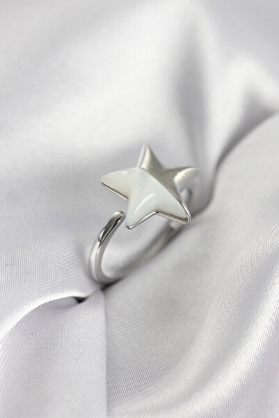 CT STONES Mey imports ®   Silver color pearlescent star model women's ring