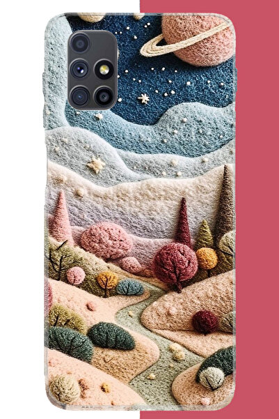 Aksesuarist Samsung Galaxy M51 Uyumlu plato ve uzay UV Baskılı Silikon Kılıf