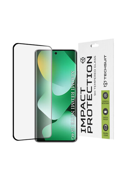 Techsuit Glass Film for Xiaomi Redmi Note 15 4G 111D Full Glue Full Cover, Black