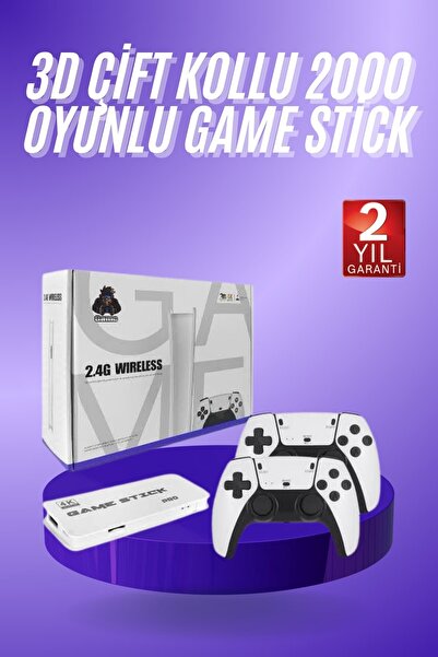 Genel Markalar 3D 4K HD 2.4G Game Stick 4K Ultra Hd Oyun Konsolu Çift Kollu -