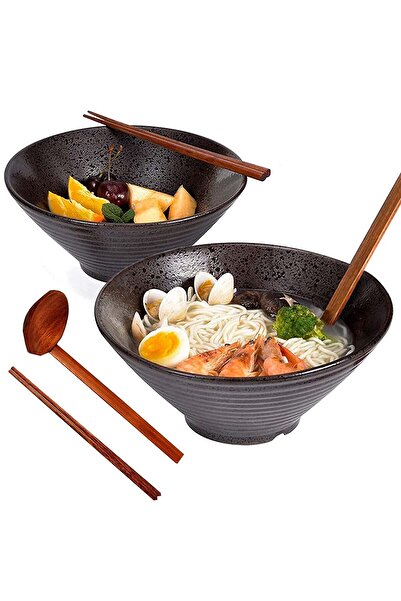Noble Createaprototype Noble Japanese ramen ceramic bowl 1000ml set of 6 piec...