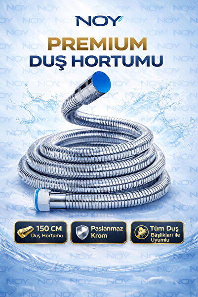 NOY Duş Başlığı Uyumlu Duş Hortumu 150 cm Paslanmaz Krom