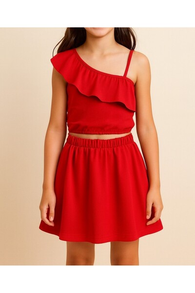 shop Червен двукомпонентен летен комплект за момичета