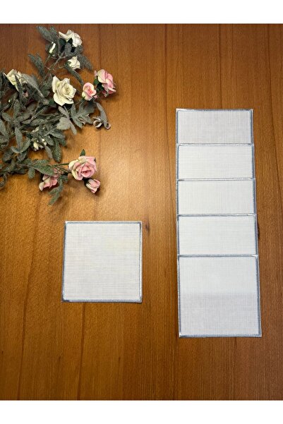 Smiling Home 6 Pieces Gardenia Linen Silver Color Square Presentation Model C...