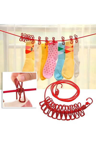 btm home Set portabil de sârmă de rufe și cârlige pentru uscare, practic pent...