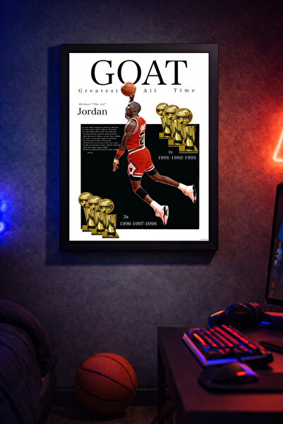 koi art design Siyah Çerçeveli Tek Parça NBA Temalı Genç Odası/Spor Salonu Ko...