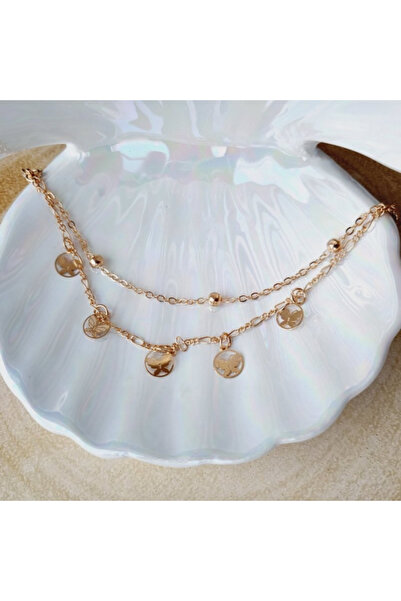 Airmag Bratara dama aurie din metal, reglabila, cu charm fluture