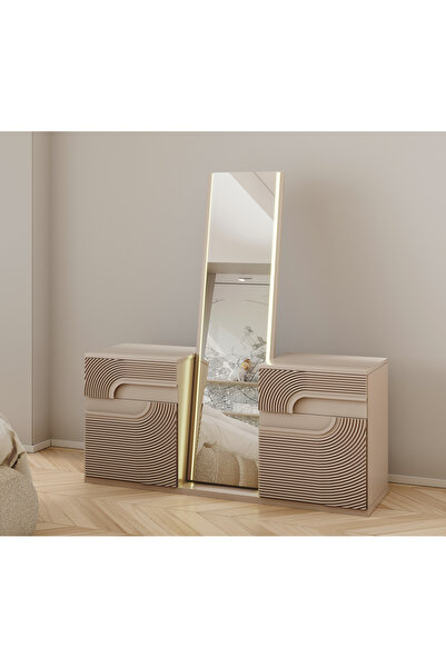 Vanmed Home Rival Modern Şifonyer MDF Gövde Membran Kapak Boy Ayna LED Aydinl...