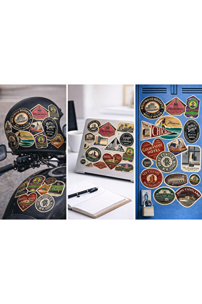 Limitless Design مجموعة ملصقات فندقية عتيقة الطراز مقاس 22×30 سم - ملصقات سفر...