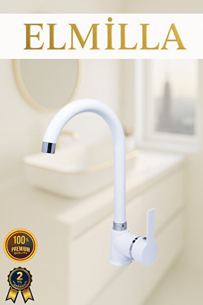 elmilla White Chrome Pear Shape Kitchen Sink Faucet