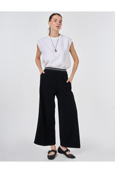 KYR Comfortable Cut Trousers with Elastic Waist Black