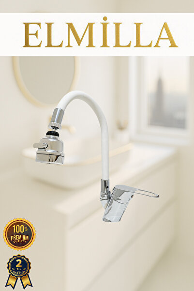 elmilla White Flexible Flexible Pipe Functional Kitchen Sink Faucet with Dual...