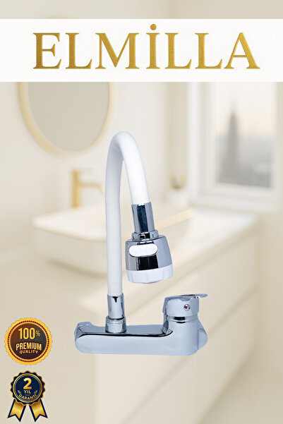 elmilla Duvardan Oynar Boru Başlıklı Mutfak Ve Lavabo Bataryası Yandan Aplike...