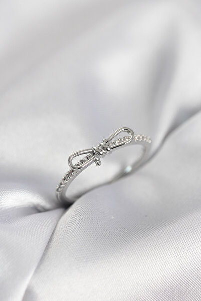 Lisinya Bow Model Zircon Stone Silver Color Women's Ring - Tygoo