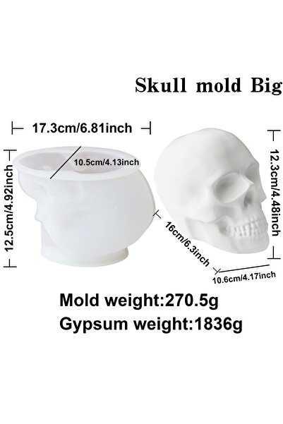 Choice8 قالب جمجمة ثلاثي الأبعاد كبير من السيليكون، قالب جمجمة كبير يمكنك صنع...