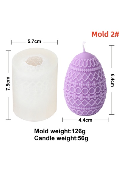 Choice10 قالب بيض ثلاثي الأبعاد على شكل بيضة عيد الفصح، قالب سيليكون لصنع شمو...
