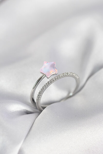 doremodam خاتم نسائي من حجر الزركون الفضي اللون الوردي طراز هالي - ليسينا