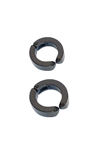 Lisinya Men's Earrings - 2 Pieces Black Steel Clip-On Earrings, Stainless Ste...