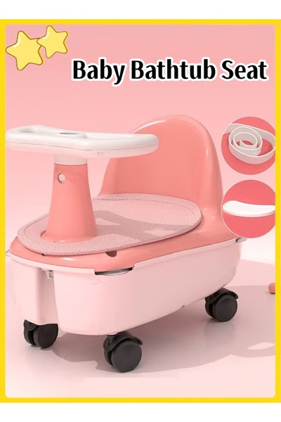 Generic مقعد حوض استحمام للأطفال، كرسي استحمام للأطفال مع وسادة، هيكل تخزين ب...