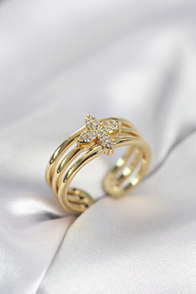 doremodam خاتم نسائي من حجر الزركون باللون الذهبي - ليسينيا