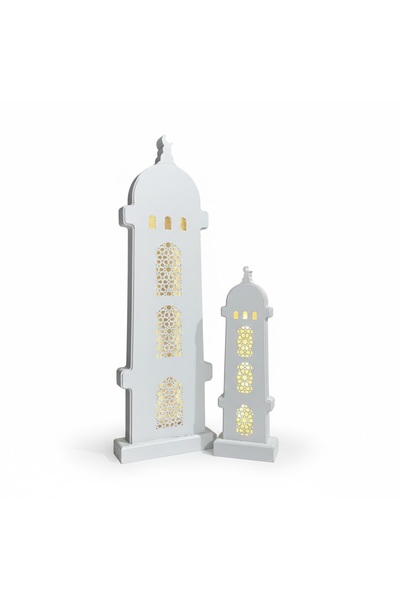 Mado Gallery مسجد خشبي أنيق مزود بإضاءة LED - قبة ذهبية، يعمل بالبطارية، طقم ...